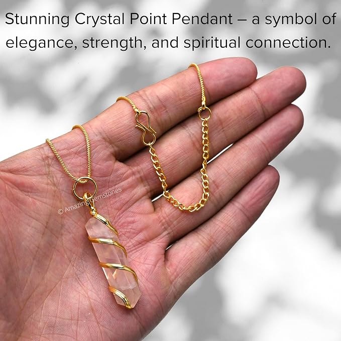 Amazing Gemstone Rose Quartz Crystal Necklace Pendant For Women, Gold Wire Wrapped Dainty Minimalist Healing Crystal Necklaces For Men Unisex Necklace Jewelry Adjustable Chain & Leather Cord