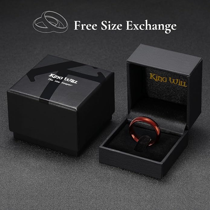 King Will Men's Women's Tungsten Carbide Ring 24k Gold Plated Rose Gold Plated Domed Polished Finish Wedding Band