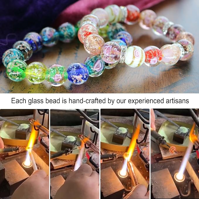 Artsy Crafts 20 Pcs Assorted Glow in The Dark Firefly Beads 12mm European Lampwork Luminous Glass Beads for Jewelry Making Charm Bracelet Necklace Earrings Crafts (White Rose 20pcs)