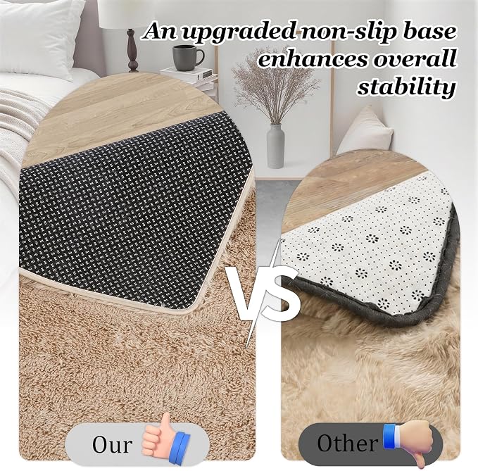 Fluffy 5x7 Area Rugs for Living Room Bedroom: Ultra Soft Shag Rug Non-Slip Non-Shedding Small Plush Bedside Rug Indoor Floor Carpets for Kids Room Playroom Entryway Nursery Dorms Home Decor Beige