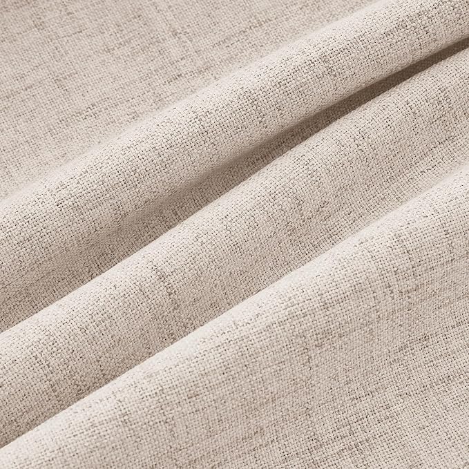 MIULEE 100% Blackout Linen Curtains 42 x 84 Inch Natural 2 Panels | Thermal Insulated, Room Darkening Drapes for Bedroom Living Room, Back Tab Rod Pocket Pinch Pleated, Solid Luxury Decor