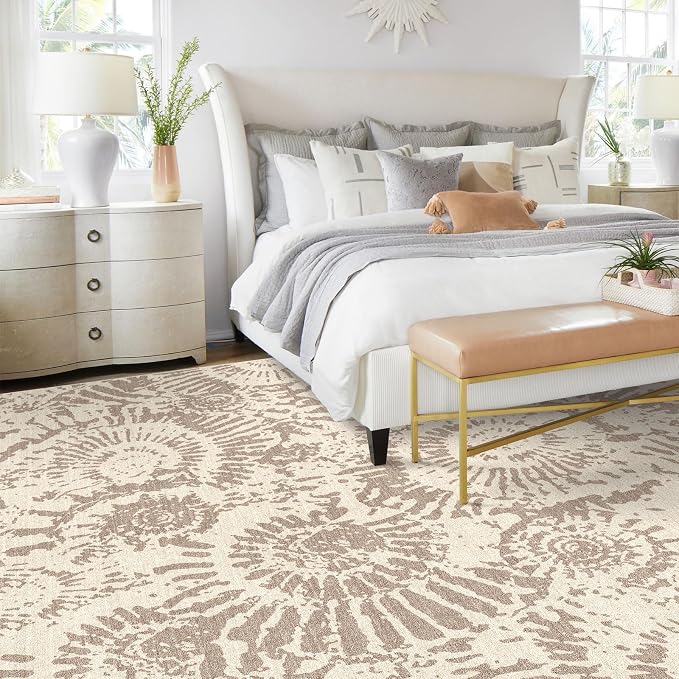BLISSA Dining Room Rugs for Under Table - 6x9 Taupe Washable Living Room Area Rug Non-Slip Low-Pile Earthy Modern Abstract Rugs for Bedroom Dining Room Home Office Nursery Foyer Floor Carpet