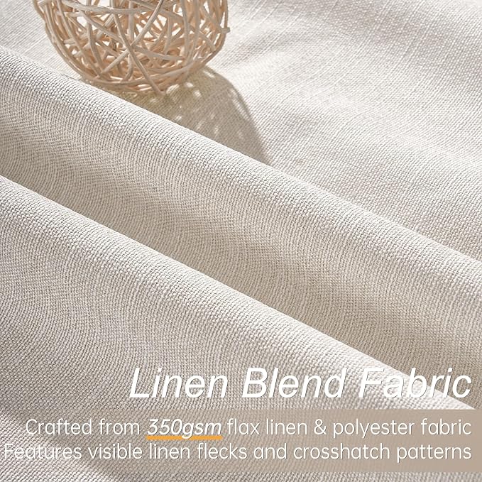 Topfinel Cream Linen Blackout Curtains 84 Inch Long for Bedroom Living Room, Ivory Pinch Pleat Back Tab Full Blackout Drapes Farmhouse Boho Curtains for Window, White Neutral Curtains 52" X 84" 7 FT