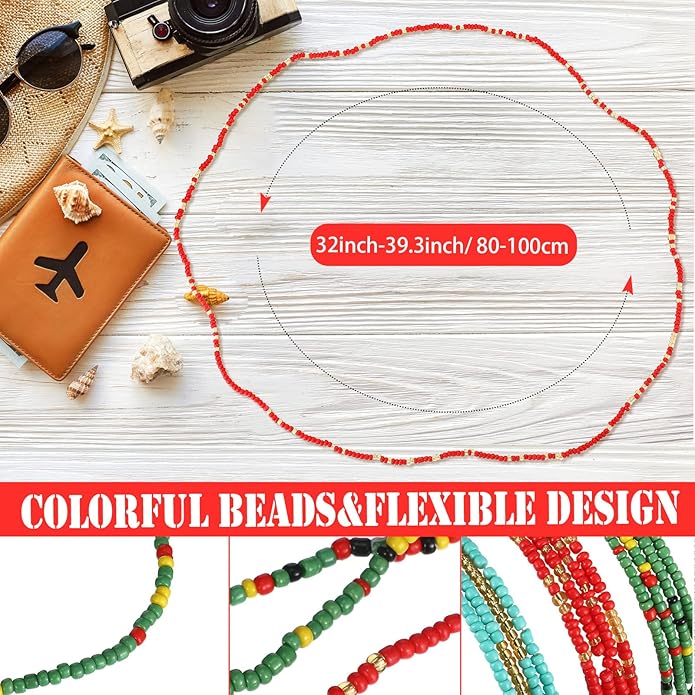 Junkin Boho Beaded Anklets for Women Girls African Multicolor Layered Ankle Bracelet adjustable Summer Hawaii Beach Foot Chain