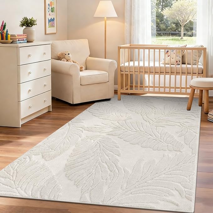 Pauwer Area Rugs for Living Room 3x5, Machine Washable Non Slip Rug, Beige | Neutral Boho Modern, Soft Fluffy Indoor Floor Carpet, For Bedroom Dining Room Nursery Kids Room Dorm