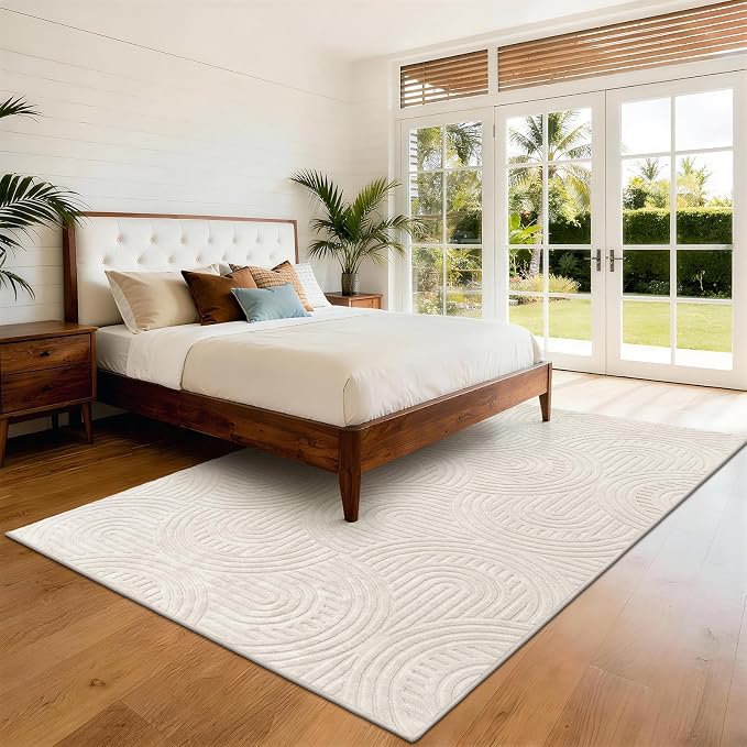 Pauwer Area Rugs for Living Room 6x9, Non Slip Washable Modern Rug, Beige | Soft Fluffy, Boho Neutral, Indoor Floor Carpet, For Bedroom Entryway Dining Room Nursery Farmhouse