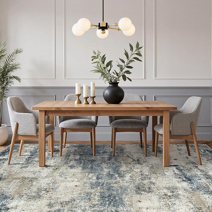 GENIMO Area Rugs 8x10 Clearance Large Blue Rug for Living Room Abstract Rug Washable Non Slip, Water Repellent Soft Modern Carpet for Bedroom Dining Room Nursery Room Playroom, Navy Blue