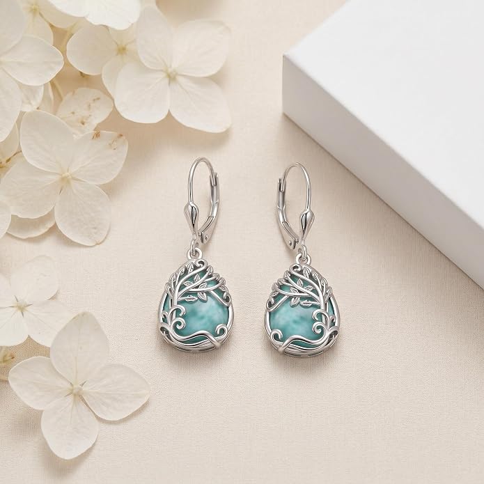 Teardrop Tree of Life/Filigree Earrings for Women Dangle Leverback Earrings Jewelry Gift Anniversary For Her
