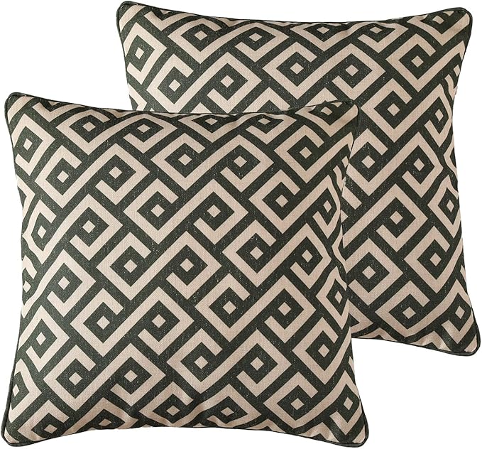 ISAENNE Vintage Linen Square Throw Pillow Cover,Set of 2,18"x18"-Murad B | Designer French Pillow Cover,Concealed Zipper Design,Sofa,Bedroom,Living Room,Lounge Chairs,All Season Home Decor