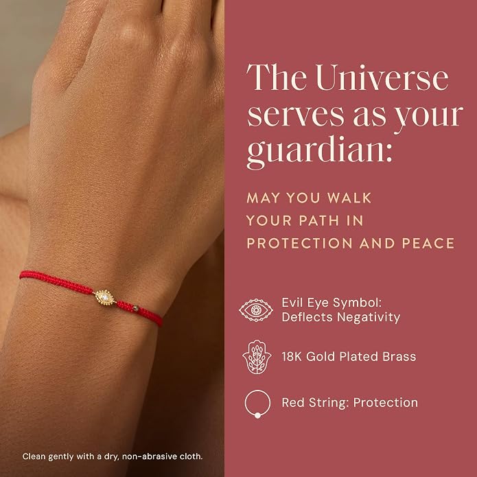 KARMA AND LUCK Powerful Protection, Red String Bracelet & Evil Eye Charm for Women with Genuine Gemstone, Size 5.5"-7.5”