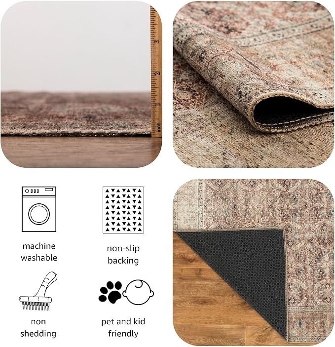 Keen Home Design 30"x84" Rug - Machine Washable Runner Rug with Non-Slip Backing, Ideal for Hallway, Entryway, Kitchen, Laundry Room - Vintage, Easy Clean, Durable, Low Pile - (2'6" x 7')