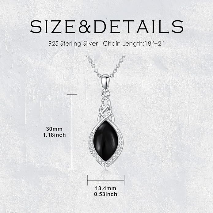 PELOVNY Celtic Knot Necklaces for Women 925 Sterling Silver Gemstone/Birthstone Teardrop Infinity Necklace Irish Celtic Pendant Jewelry Gifts for Mom Daughter Wife