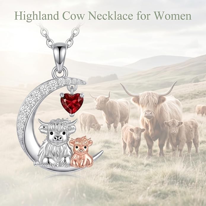 PELOVNY Teddy Bear Necklace for Women 925 Sterling Silver Bear/Highland Cow/Fox/Cat/Axolotl Birthstone Necklace Christmas Birthday Jewelry Gifts for Mom Daughter Wife Sister