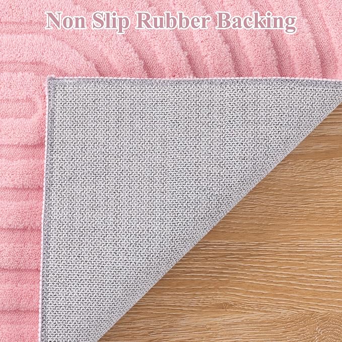 Pauwer Pink Area Rug for Girls Bedroom 2x3 Soft Fluffy Non Slip Machine Washable Rugs Arch Modern Indoor Mat Fuzzy Floor Carpet for Kids Nursery Living Room Dorm Playroom Dining Baby Home Decor