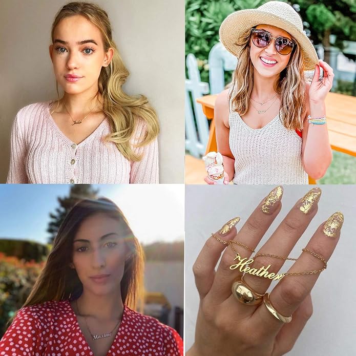 MOMOL 18K Gold Plated Stainless Steel Name Necklace Personalized Custom Name Necklace Customized Nameplate Necklace for women