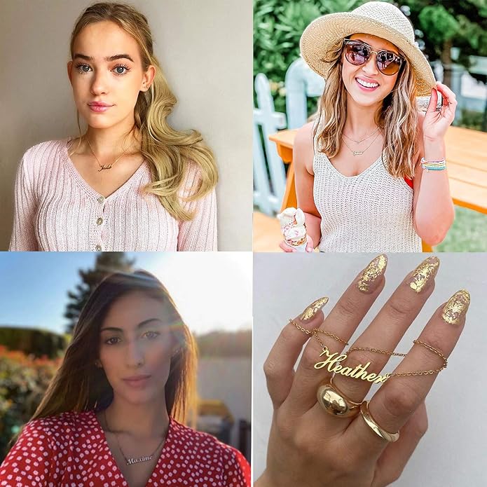 MOMOL 18K Gold Plated Stainless Steel Name Necklace Personalized Custom Name Necklace Customized Nameplate Necklace for women