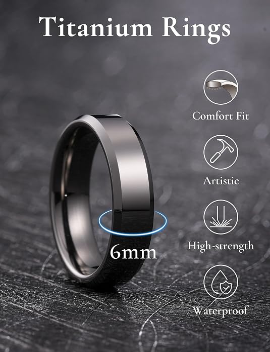 King Will BASIC Men Women 4mm/5mm/6mm/7mm/8mm Titanium Rings Polished Wedding Band Engagement Anniversary Band Comfort Fit