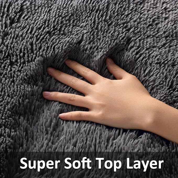 Ophanie Small 1.5x2.5 Rug Washable Non Slip Throw Bedside Area Rugs, Fluffy Soft Mini Bedroom Carpet, Door Entryway Indoor Inside Front Entrance Mat, Home Decor Aesthetic, Grey