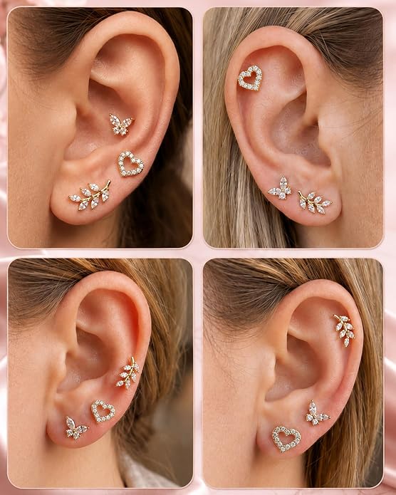 YACHY G23 Titanium Flat Back Stud Earrings, Internally Threaded Screw-On Hypoallergenic Body Piercing Jewelry for Everyday Wear, Tragus Helix Conch Monroe Medusa Lip, 18G 6mm 8mm
