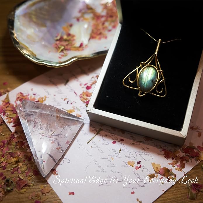Natural Faceted Labradorite Pendant Necklace – Unique Stone of Magic & Transformation, Iridescent Flash Gemstone Jewelry, Handmade Healing Crystal Gift for Women, Birthday, Anniversary, Spiritual Awakening & Intuition