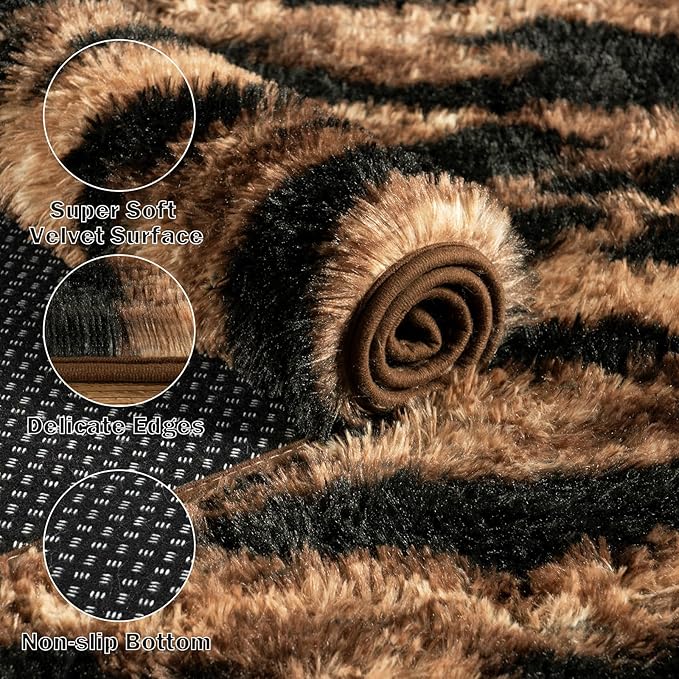 Large Area Rugs for Living Room Bedroom 5x7 Leopard Fluffy Shag Rugs | Ultra Soft Cheetah Shaggy Plush Fuzzy Modern Indoor Throw Floor Carpet for Kids Girls Boys Dorm Nursery Home Decor Aesthetic