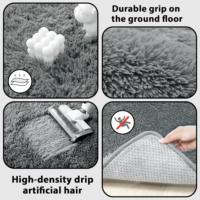 Area Rug 10x12 for Living Room Grey - Large Shag Soft Carpet | Cloud-Soft Comfort: Microfiber Memory Foam - Bare Feet Love The Sink-In Softness Your Whole Family Enjoys Every Day