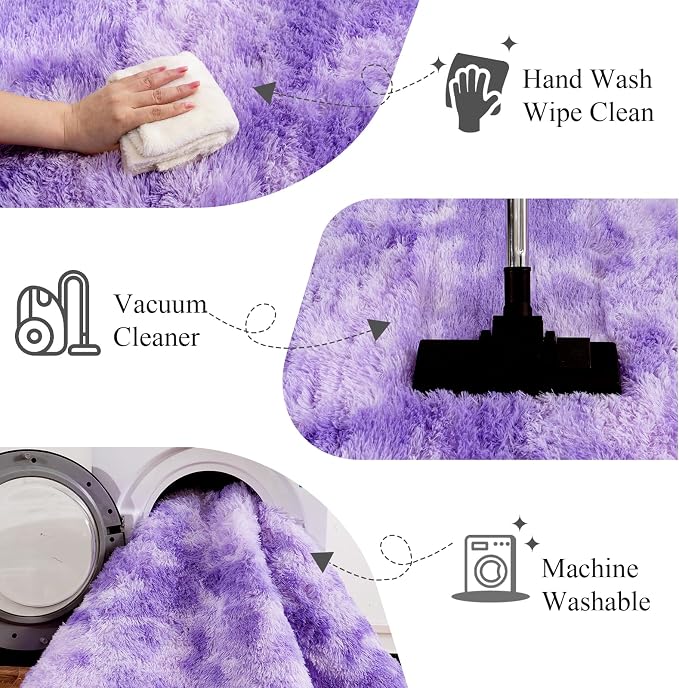 Large Area Rugs for Living Room Bedroom 8x10 Tie-Dyed Blue Shag Rugs | Ultra Soft Fluffy Shaggy Plush Fuzzy Modern Indoor Throw Floor Carpet for Kids Girls Boys Dorm Nursery Home Decor Aesthetic