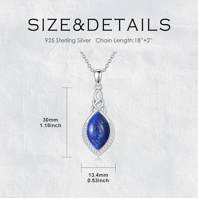 PELOVNY Celtic Knot Necklaces for Women 925 Sterling Silver Gemstone/Birthstone Teardrop Infinity Necklace Irish Celtic Pendant Jewelry Gifts for Mom Daughter Wife