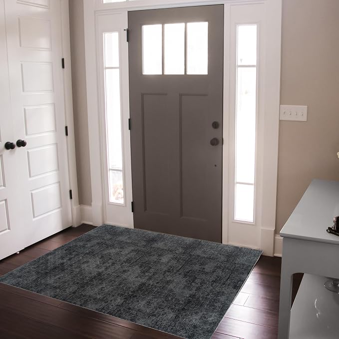 Gertmenian Indoor Transitional Area Rug - 6x9 Medium, Non-Shedding, Ideal for High Traffic in Living Room, Bedroom, Entryway - Geometric, Dark Grey, 26850