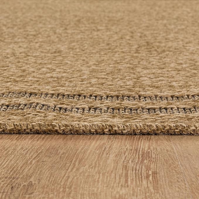 Luul Home Easy Jute Rugs 8x10 Bordered Natural Color Living Room Indoor Outdoor Area Rug for Patio and Kitchen Rug High Traffic Washable Easy to Clean Solid Boho Woven Design Outside Carpet (8 x 10)