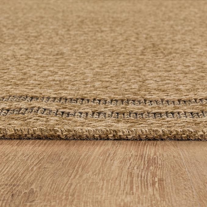 Luul Home Easy Jute Rugs 4x6 Bordered Natural Color Living Room Indoor Outdoor Area Rug for Patio and Kitchen Rug High Traffic Washable Easy to Clean Solid Boho Woven Design Outside Carpet (4 x 6)