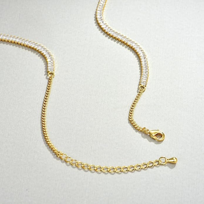 Natural Freshwater Baroque Pearl Necklace 14K Gold Plated Dainty Choker Necklace for Women Girls Snake Chain/Cuban Link/Paperclip/Ball Beaded Chain/Tennis Chain Fashion Jewelry for Gift
