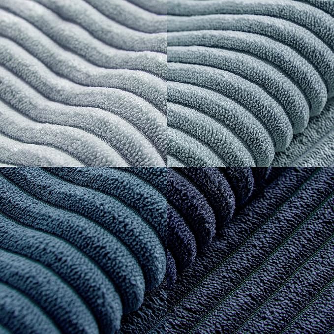 MIULEE Dusty Blue Navy Farmhouse Throw Pillow Covers 20x20 Inch Set of 4 Boho Patchwork Gradient Cushion Cases Western Modern Pillow Cases Corduroy Home Decor for Couch Sofa Living Room Bed