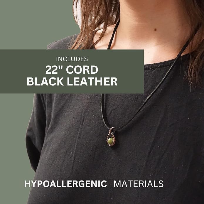 Simple Men's Birthstone Crystal Necklace with Leather Cord
