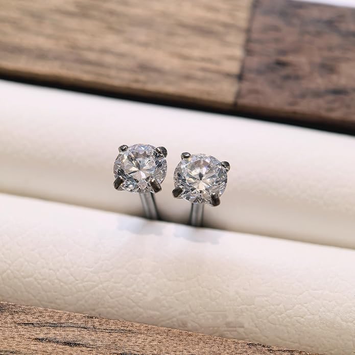 Titanium Earrings for Women Stud Earrings Cubic Zirconia Dainty Screw Flat Back Hypoallergenic Earrings for Women for Multiple Cartilage Helix Conch Tragus Piercing Jewelry for Sensitive Ears