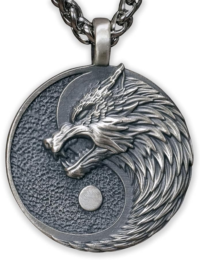 Yin Yang Necklace For Men Ancient Looking High Quality Pendant Jewelry - Yin Yang Gifts - Viking Jewelry for Men