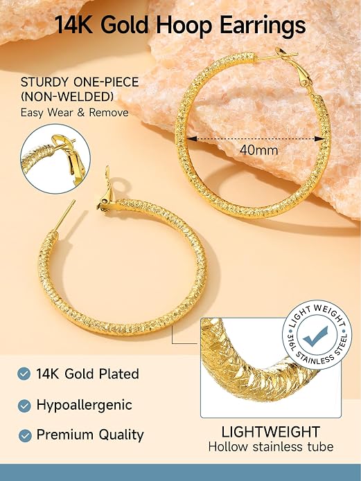 PROSTEEL 30/40/60/80/100mm Chunky Hoop Earrings For Women Gold Plated/Black Stainless Steel Hoops Earrings Statement Jewelry