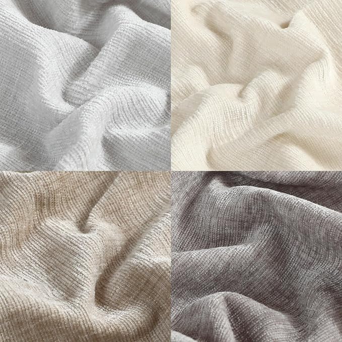 Stellhome Set of 4 Neutral Decorative Throw Pillow Covers Accent Solid Soft Textured Chenille Cushion Cover Rustic Farmhouse Pillow Case for Couch Sofa Bedroom Living Room (20x20 inch, Neutral)