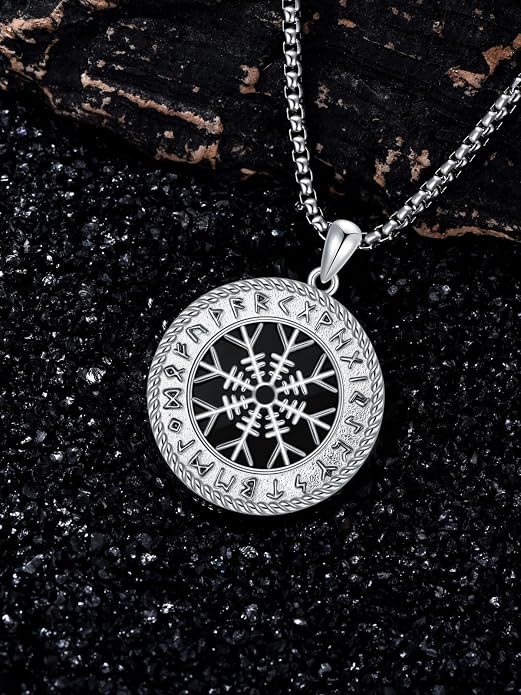 Viking Necklace for Men Women 925 Sterling Silver Norse Jewelry Fathers Mothers Day Anniversary Birthday Gifts for Mom Dad Husband Brother (with Gift Box)