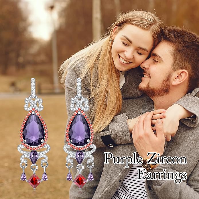 925 Sterling Silver Colorful Chandelier Teardrop Dangle Earrings Statement Flower Stud Earrings for Women Party Prom