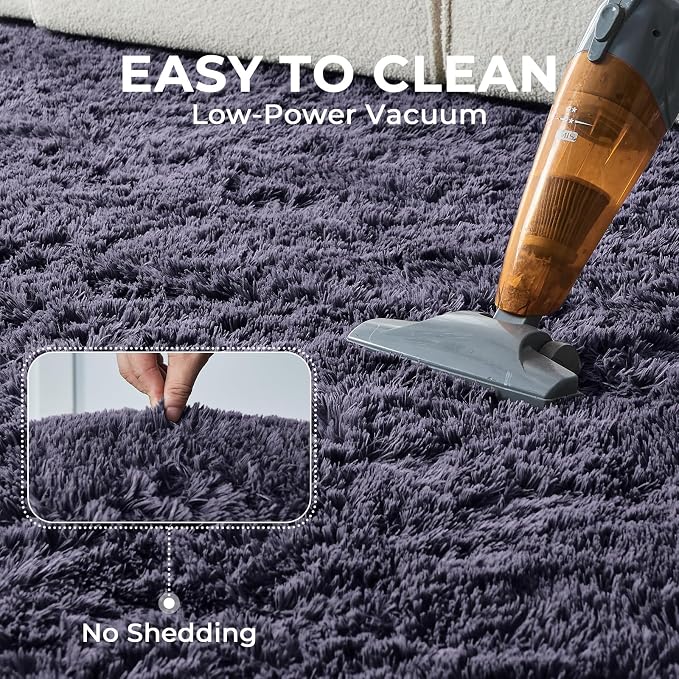 OPPODREAM 9x12 Greyish Purple Rugs for Bedroom, Ultra-Soft Fluffy Area Rugs for Living Room, 9 x 12 Shag Carpet for Nursery, Kids, Girl, Boy, Baby, Plush, Fuzzy, Shaggy, Cute Home Decor