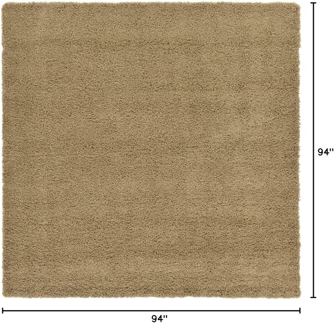 Unique Loom Solid Shag Collection Area Rug (7' 10" Square, Sandy Brown)