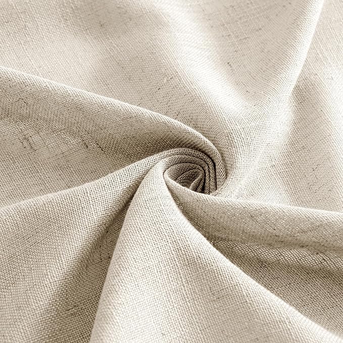 MIULEE Beige Linen Curtains 96 Inches Long 2 Panels for Bedroom Living Room, Soft Linen Textured Window Drapes Semi Sheer Light Filtering Back Tab Rod Pocket Farmhouse Modern Burlap Look Decor