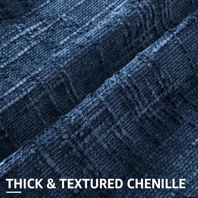 decorUhome Textured Chenille Throw Pillow Covers 20x20 Set of 2 Navy Blue | Fall Modern Farmhouse Soft Cozy Slubby Couch Pillow Cases Boho Decorative Pillow Cases for Bed Sofa Living Room Home Decor