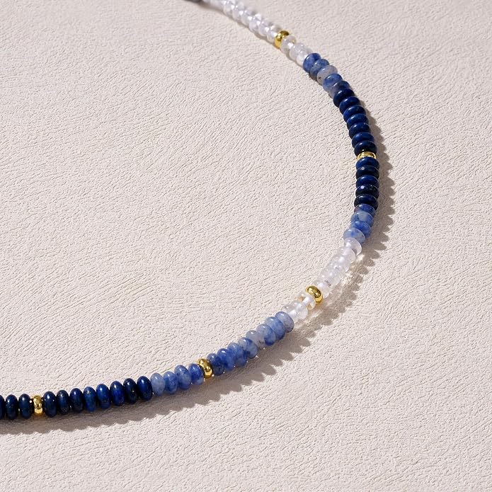 KELORIS PATH Beaded Necklace for Women, Colorful Gemstone Boho Bead Choker for Beach, Trendy Summer Natural Stone Jewelry Gifts