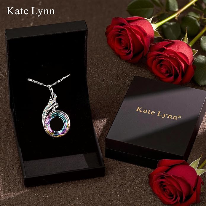Kate Lynn "Rise From the Ashes Phoenix Necklace Made with Crystals from Austria, 18"+2" Necklace, Packaged with Jewelry Box, Birthday Gift for Women, Symbol of Luck and Renewal