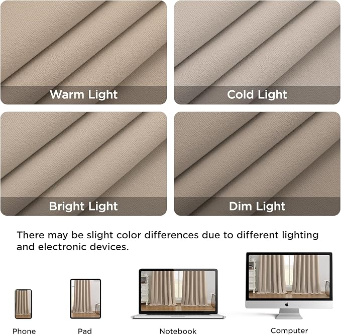 Joydeco 100% Blackout Velvet Curtains Beige 108 Inch Back Tab | Luxury Thermal Insulated Velvet Curtains for Bedroom Living Room, Soundproof Blackout Window Drapes