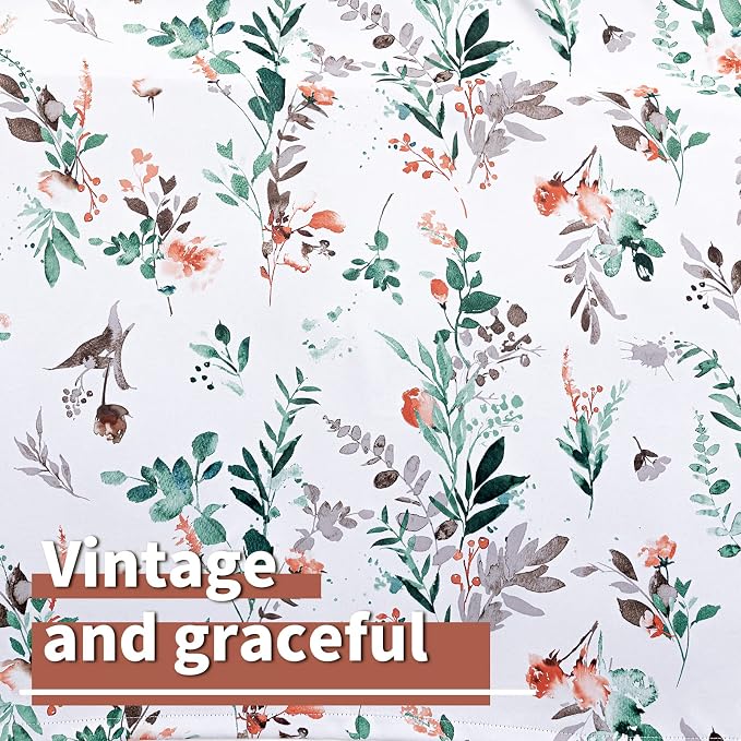 MYSKY HOME Fall Curtains 108 Inch Length for Living Room Darkening Thermal Insulated Panels Floral Curtains Light Blocking Grommet Top Vintage Classical Curtain, W 52", 2 Panels, Orange