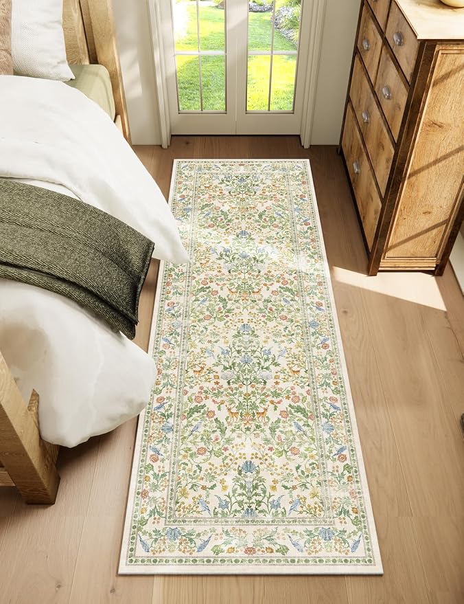 Washable Runner for Hallways Kitchen Rug: 2'6"x8' Runner Rugs Stain Resistant Non Slip Low Pile Soft Carpet Runners Rug for Entryway Indoor Kitchen Hallways Bedroom Beside Laundry Room