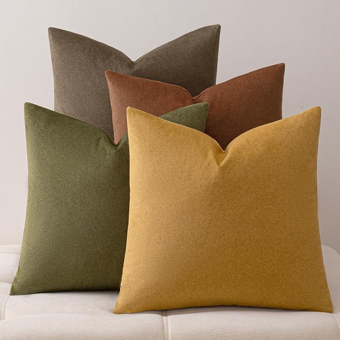 a moment Waterproof Throw Pillow Covers Set of 4,24x24 Inch Outdoor Stain Resistant Pet Friendly Pillowcases Cushion Covers for Patio Sofa and Living Room,Amber Woods